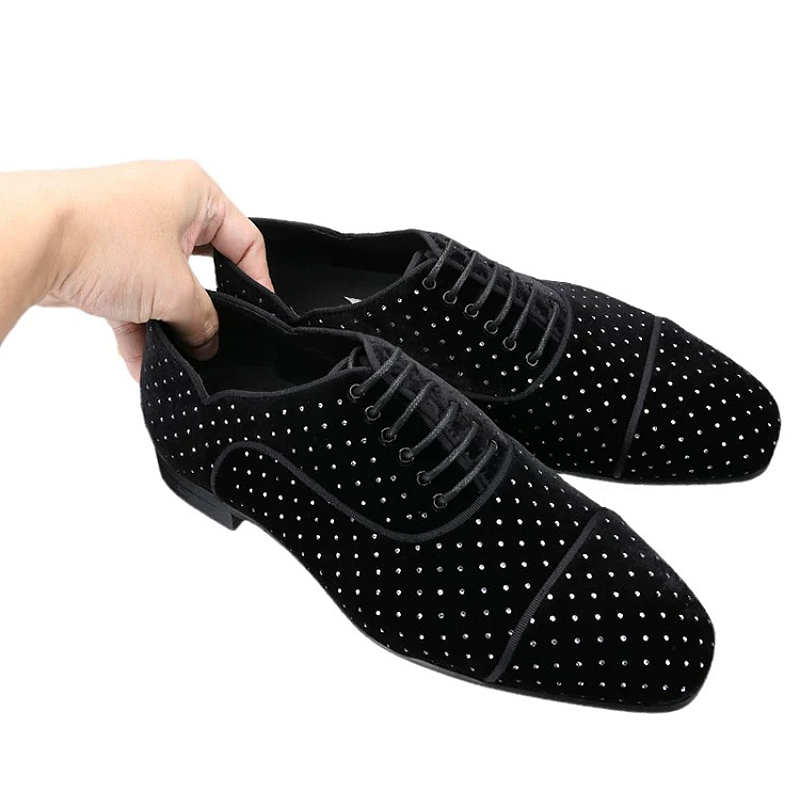 Suede Shiny Lace-Up Oxford Leather Shoes