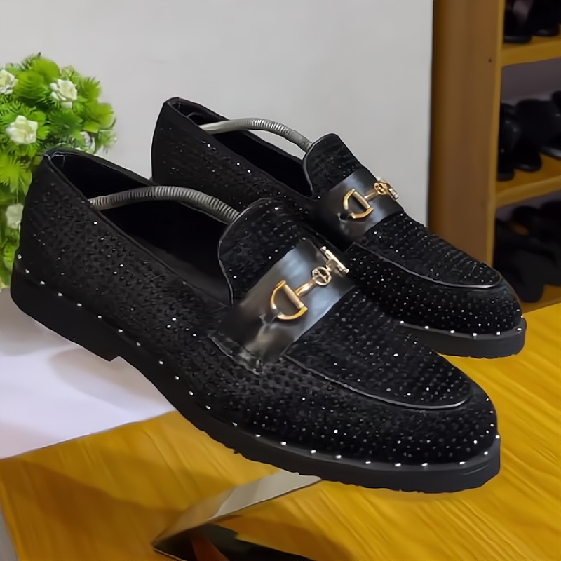 Metal buckle premium sparkling loafers