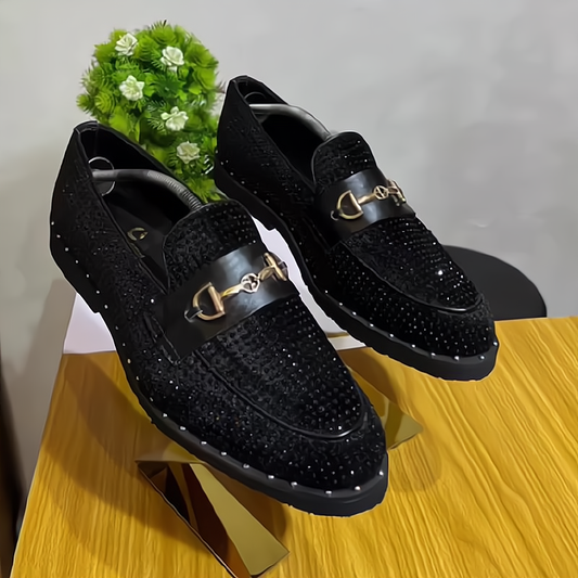 Metal buckle premium sparkling loafers