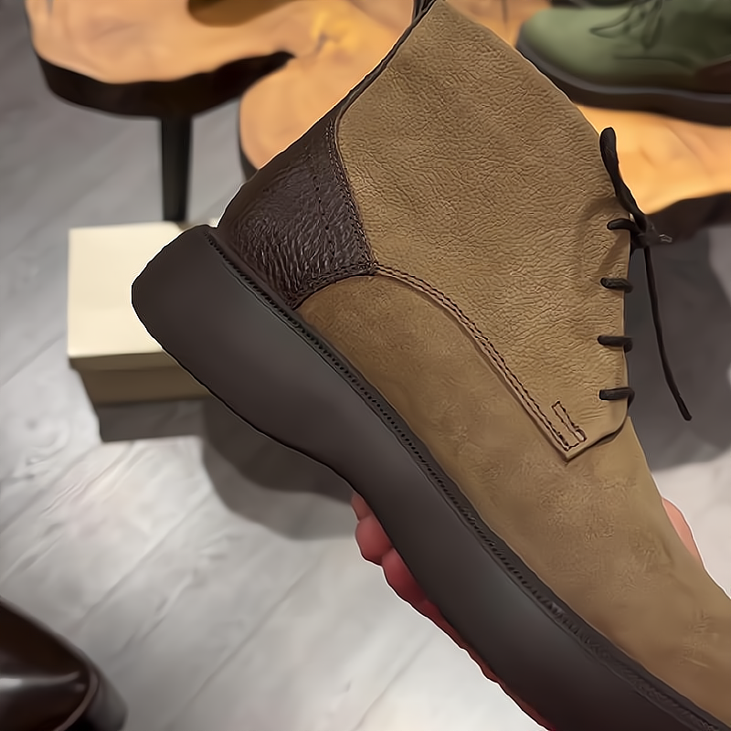 British men's boots with nubuck leather panels