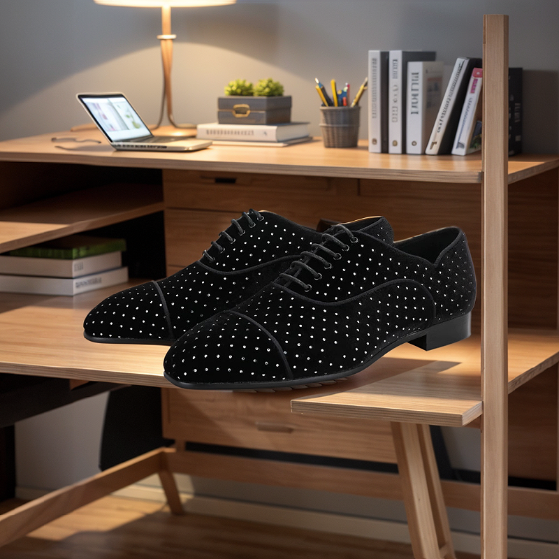 Suede Shiny Lace-Up Oxford Leather Shoes