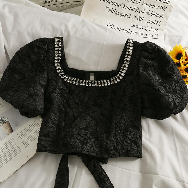 Bow Strap Puff Sleeve Top