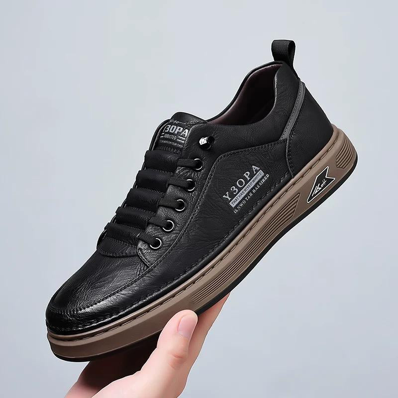 Comfortable, breathable leather platform men's shoes