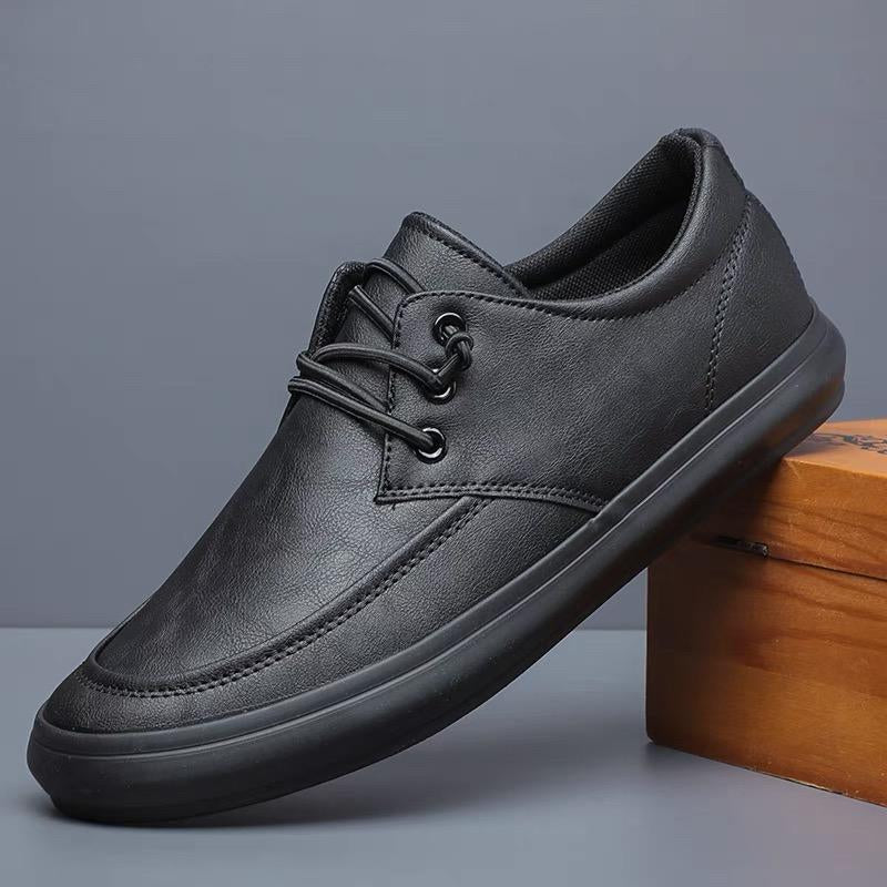 Classic black soft-soled men's leather shoes