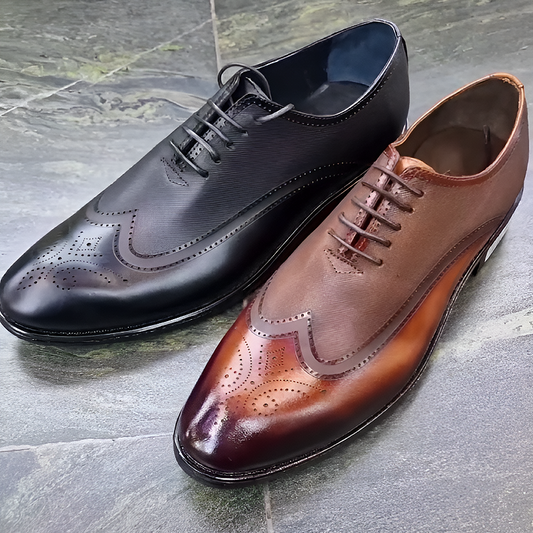 British Style Splicing Carved Lace-up Leather Shoes