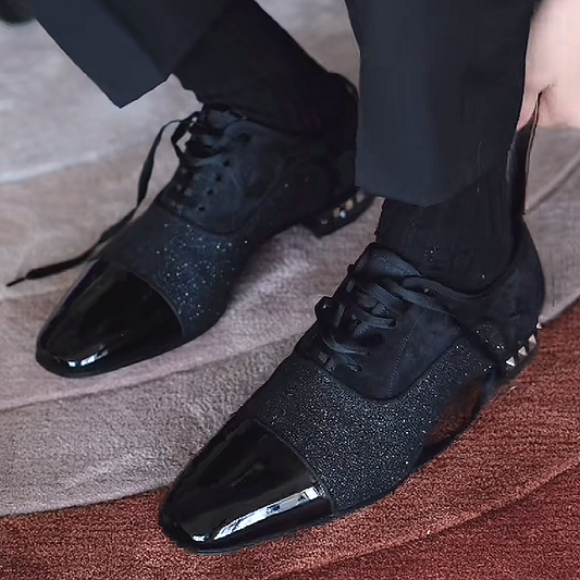 Personalized Sparkling Stitching Lace-up Oxford Shoes