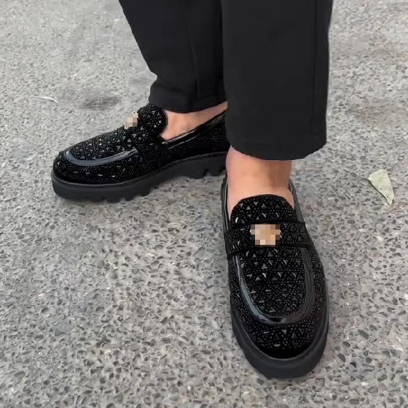 Glittering platform men's loafers