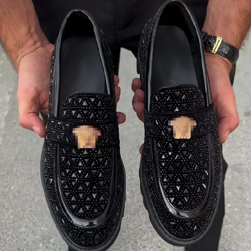 Glittering platform men's loafers