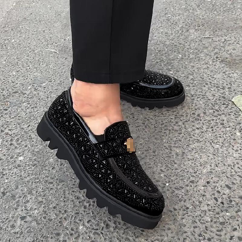 Glittering platform men's loafers