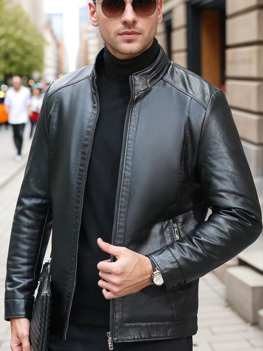 Fashionable leather high-end men's jacket