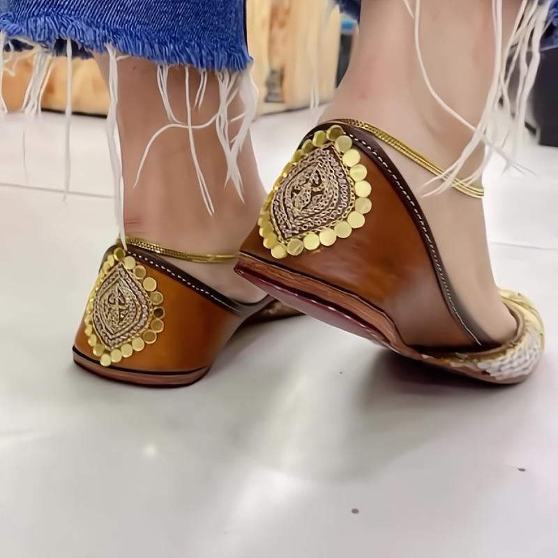 Women's casual flats with gold sequins