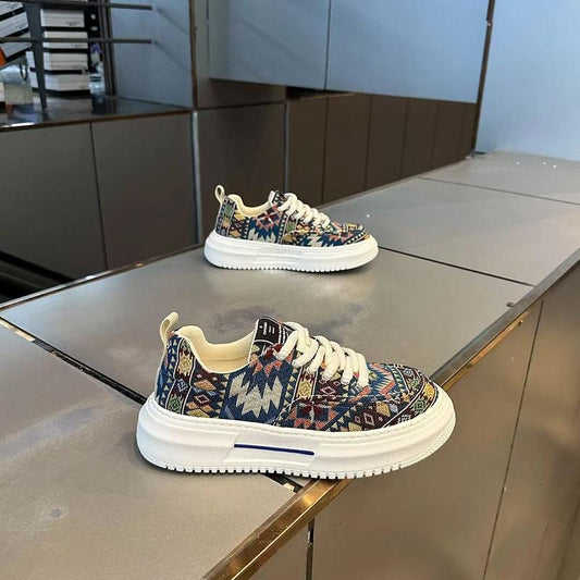 Colorful embroidery breathable casual men's shoes