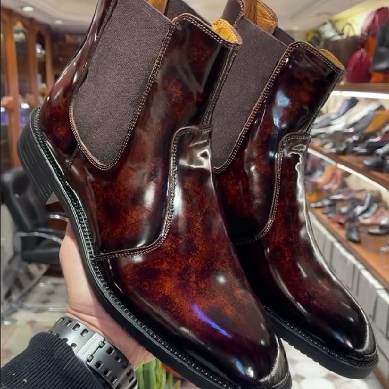 Gradient shiny fashion men's boots