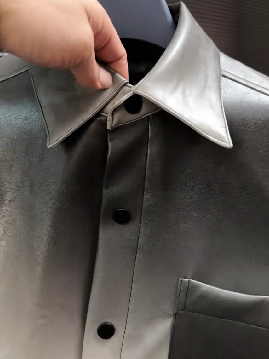 Men's jacket with leather gradient lapel