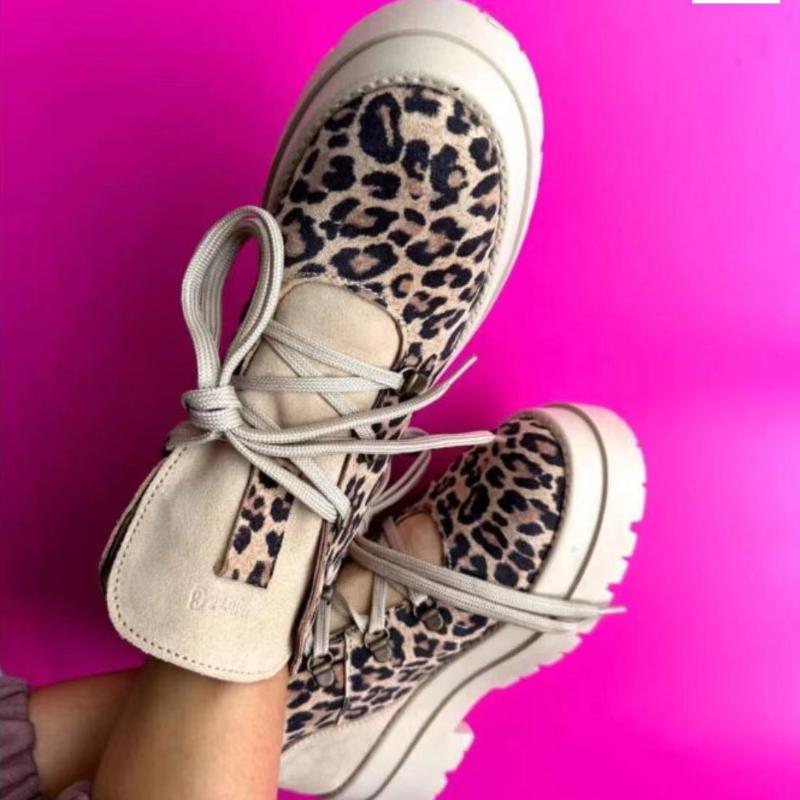 Leopard-print mid-top platform women's shoes