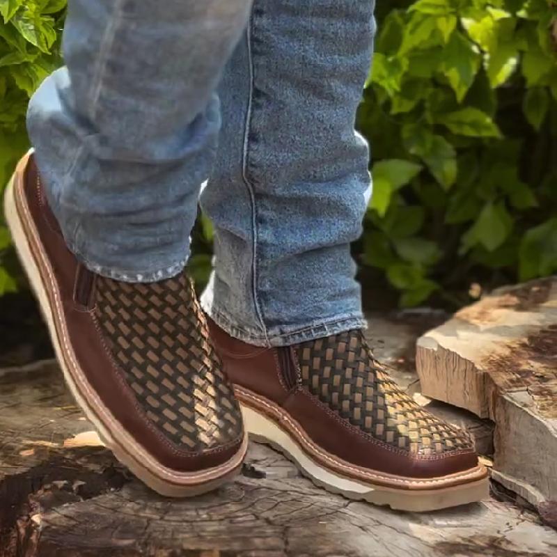 Vintage woven platform men's boots