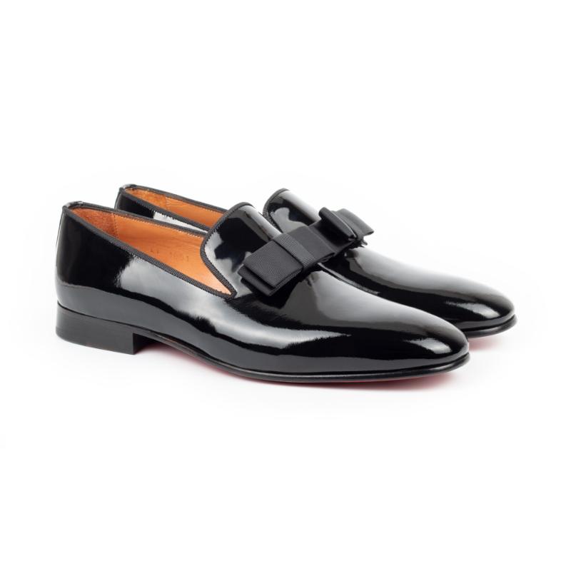 Light luxury shiny bow tie leather shoes