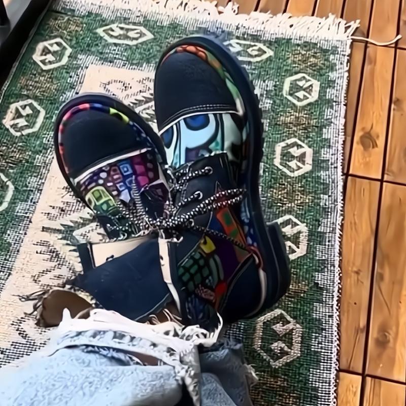 Colorful patterned fashion martin boots