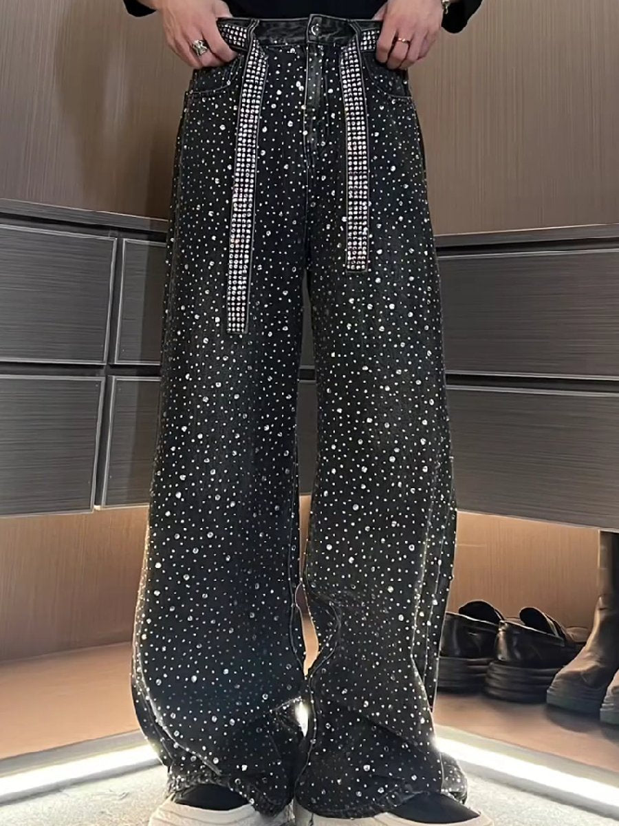 Diamond-filled loose, breathable casual pants