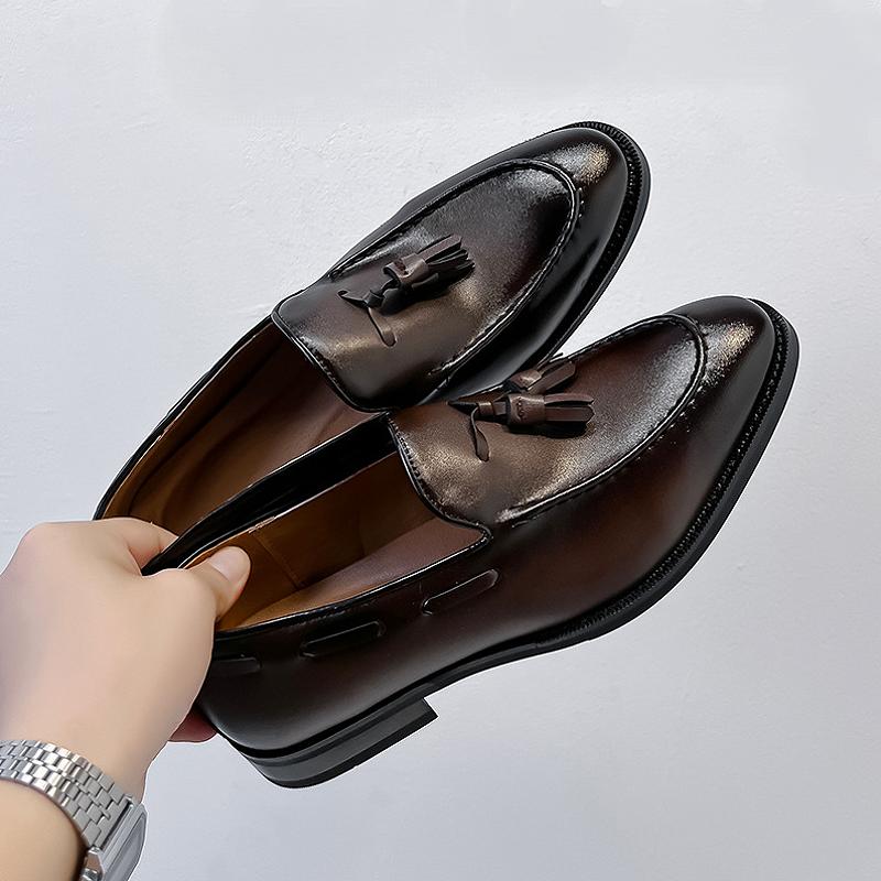 Tassel leather handmade casual leather shoes