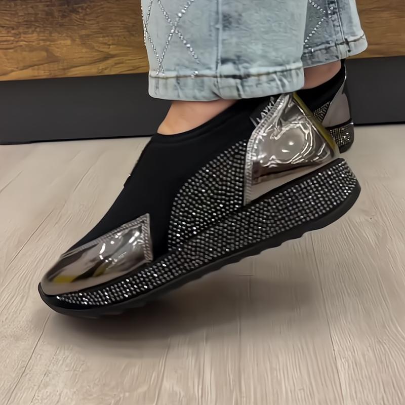 Rhinestone reflective women's casual shoes