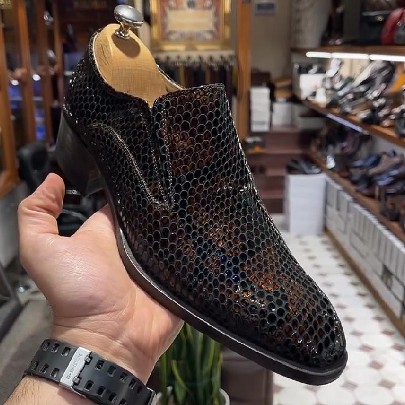 Snakeskin shiny, breathable and fashionable men's shoes