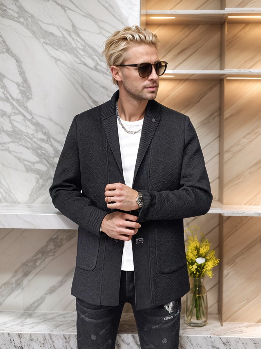 A high-quality dark-patterned men's jacket