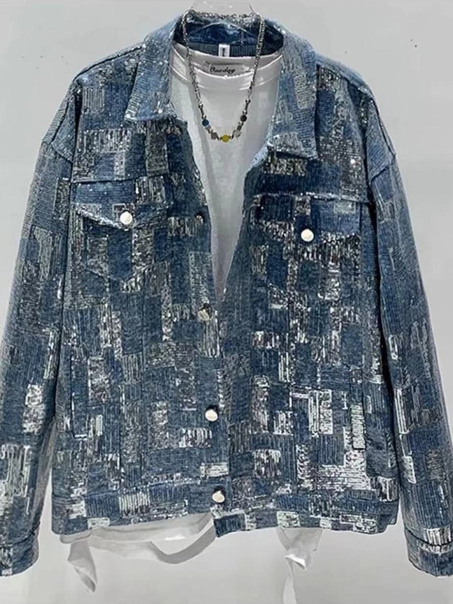 Sequin gradient denim jacket