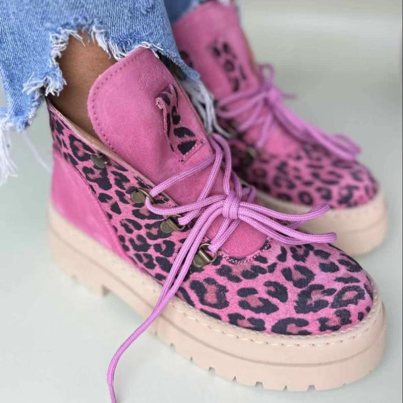 Leopard-print mid-top platform women's shoes