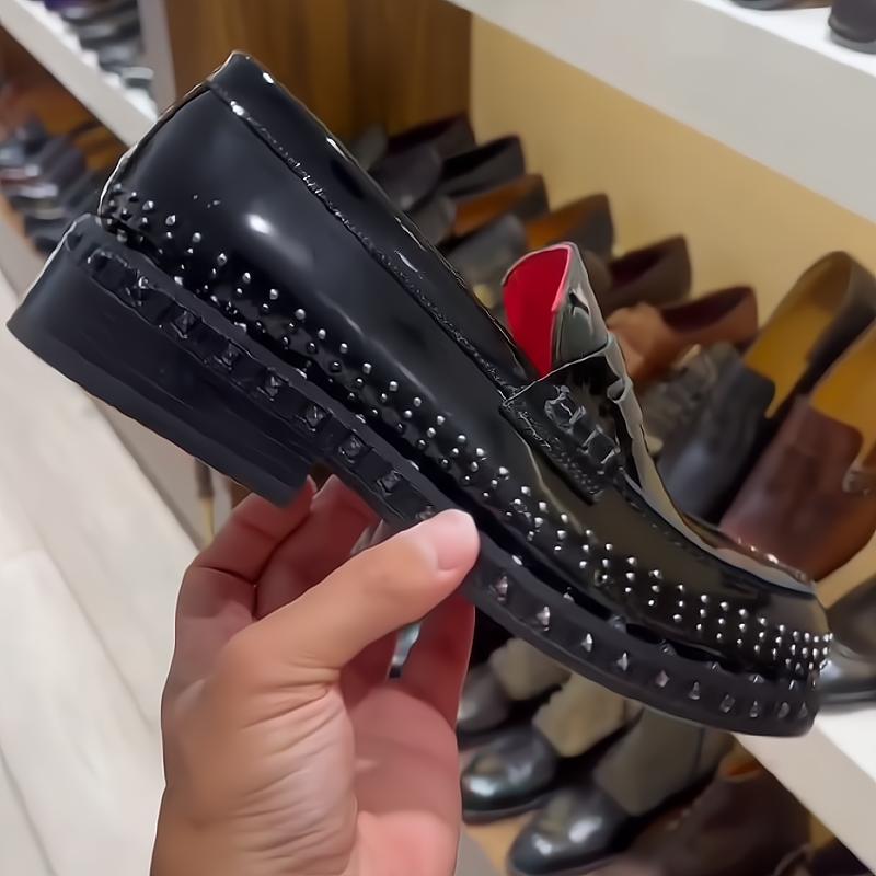 Niche willow studded casual English leather shoes