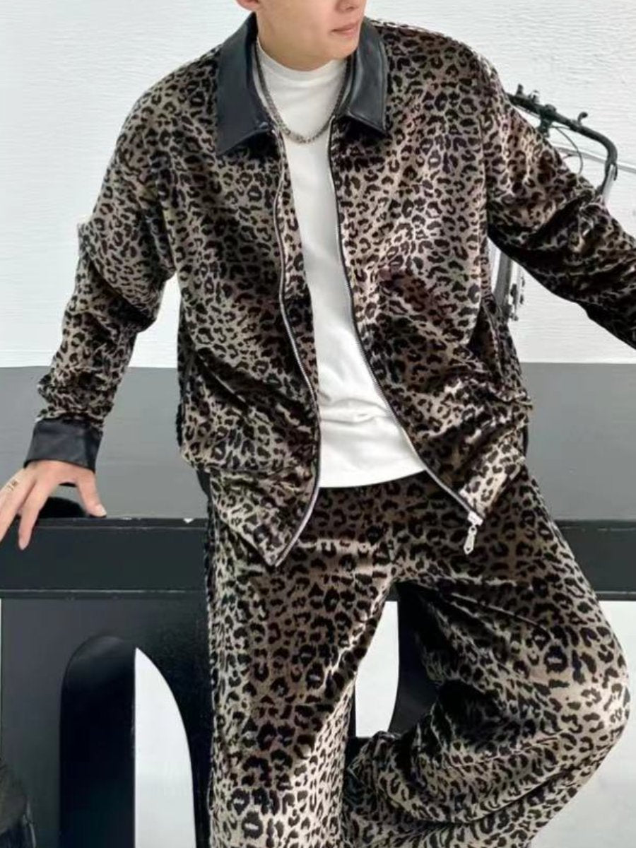 Velvet black gold leopard print jacket