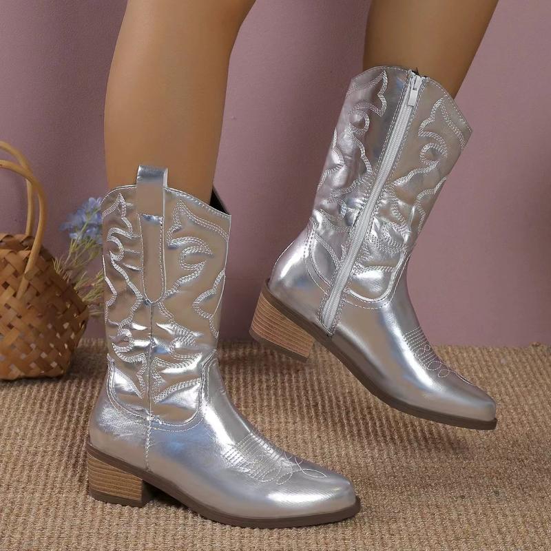 Reflective embroidery fashion women's boots