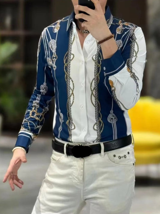 Casual and fashionable rhinestone long-sleeved shirt