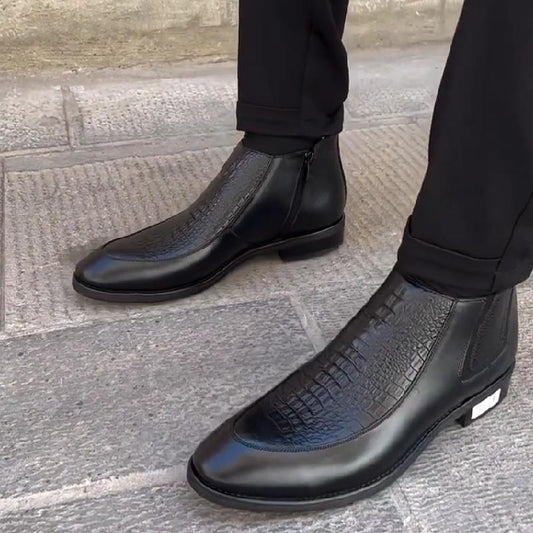 Men's cowboy boots with three-color panels