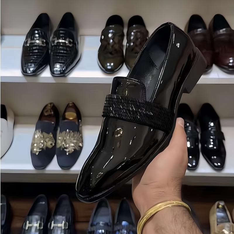 Shiny one-strap breathable men's loafers