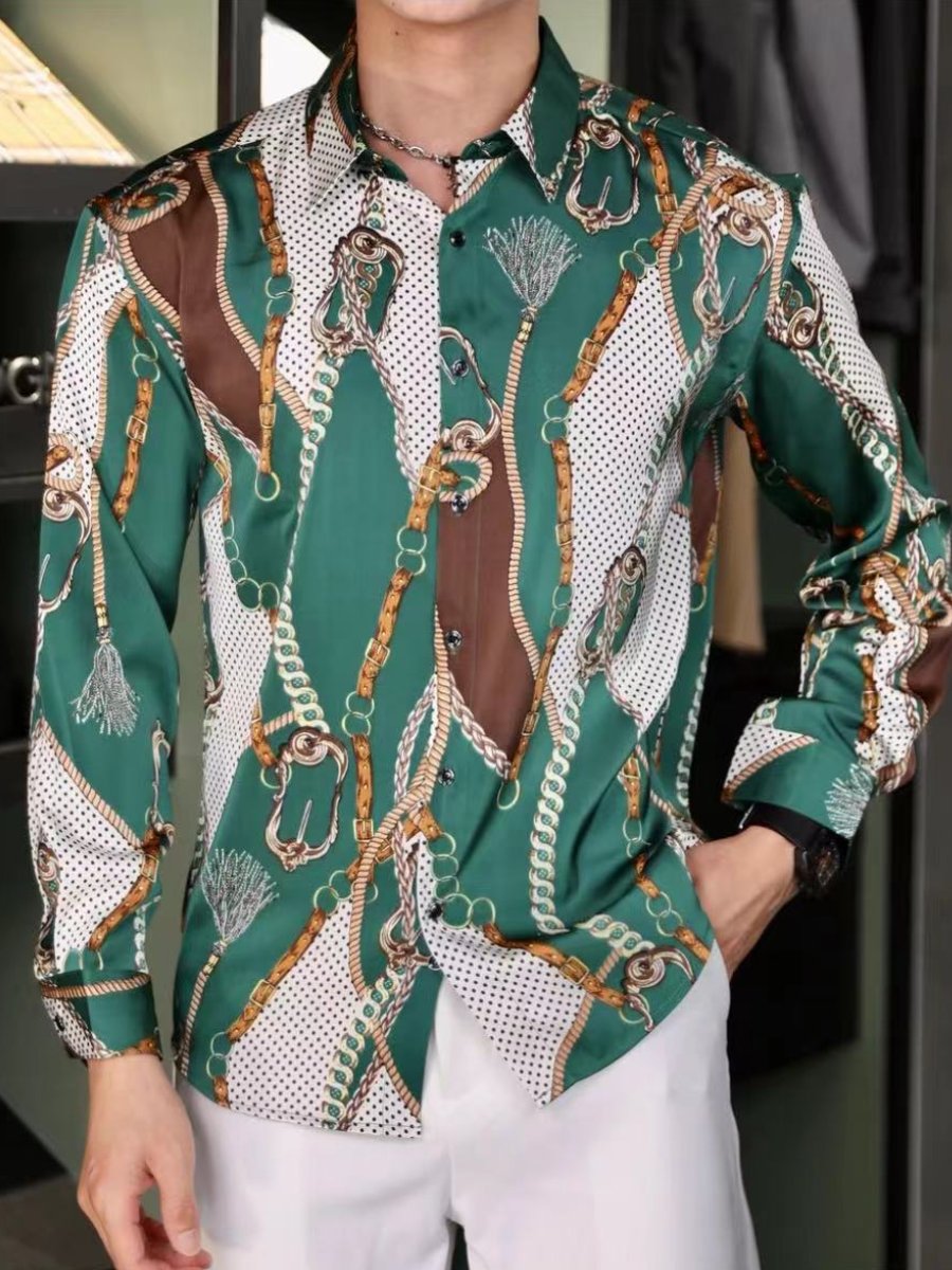 Green printed casual shirt