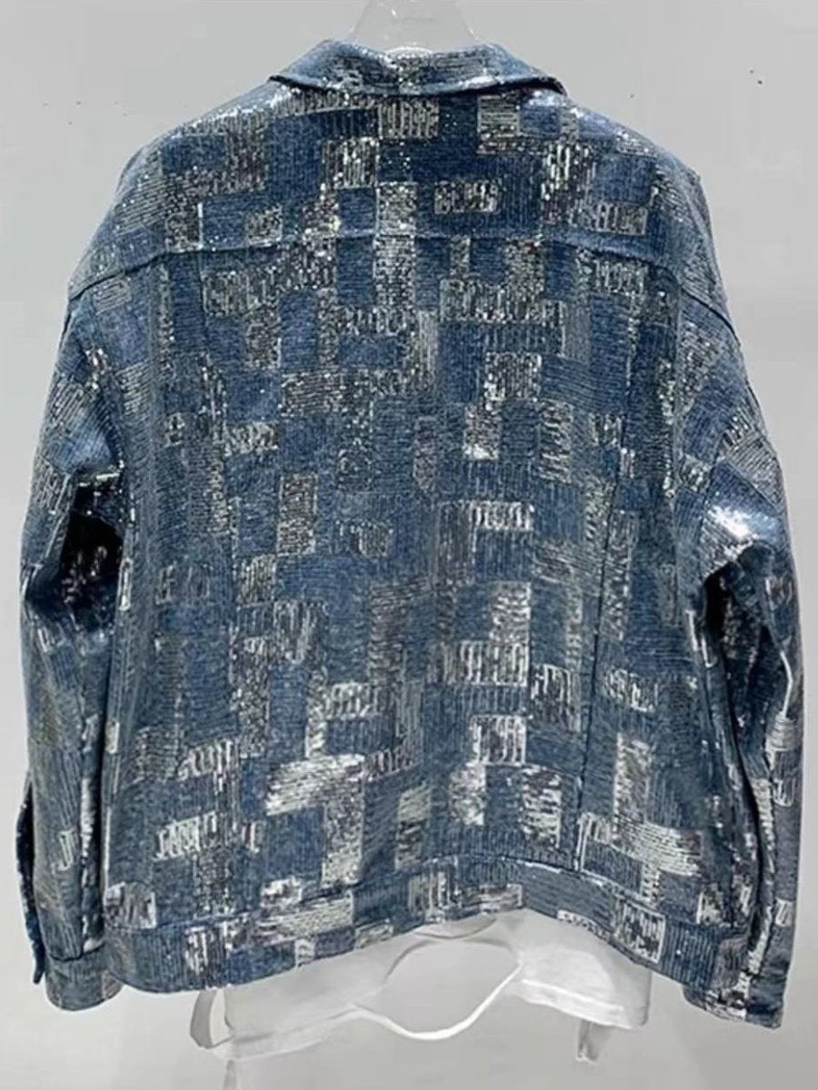 Sequin gradient denim jacket