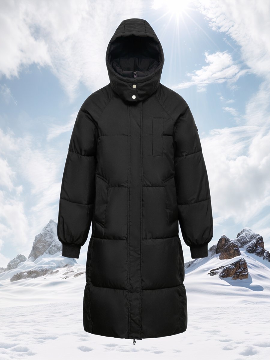 Long hooded down jacket