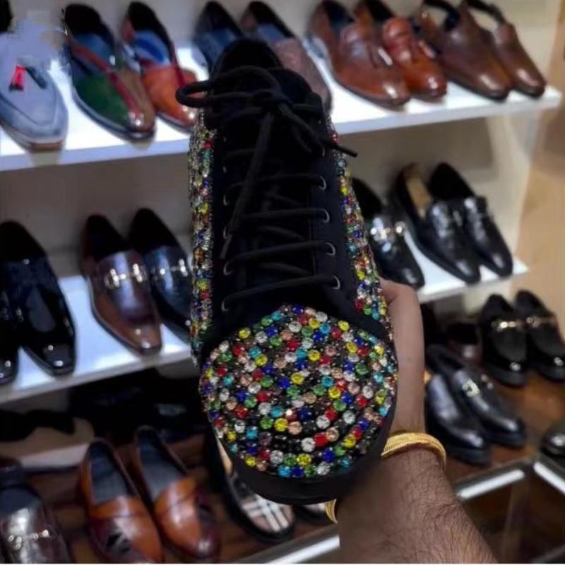 Fashionable colorful rhinestone men's casual shoes