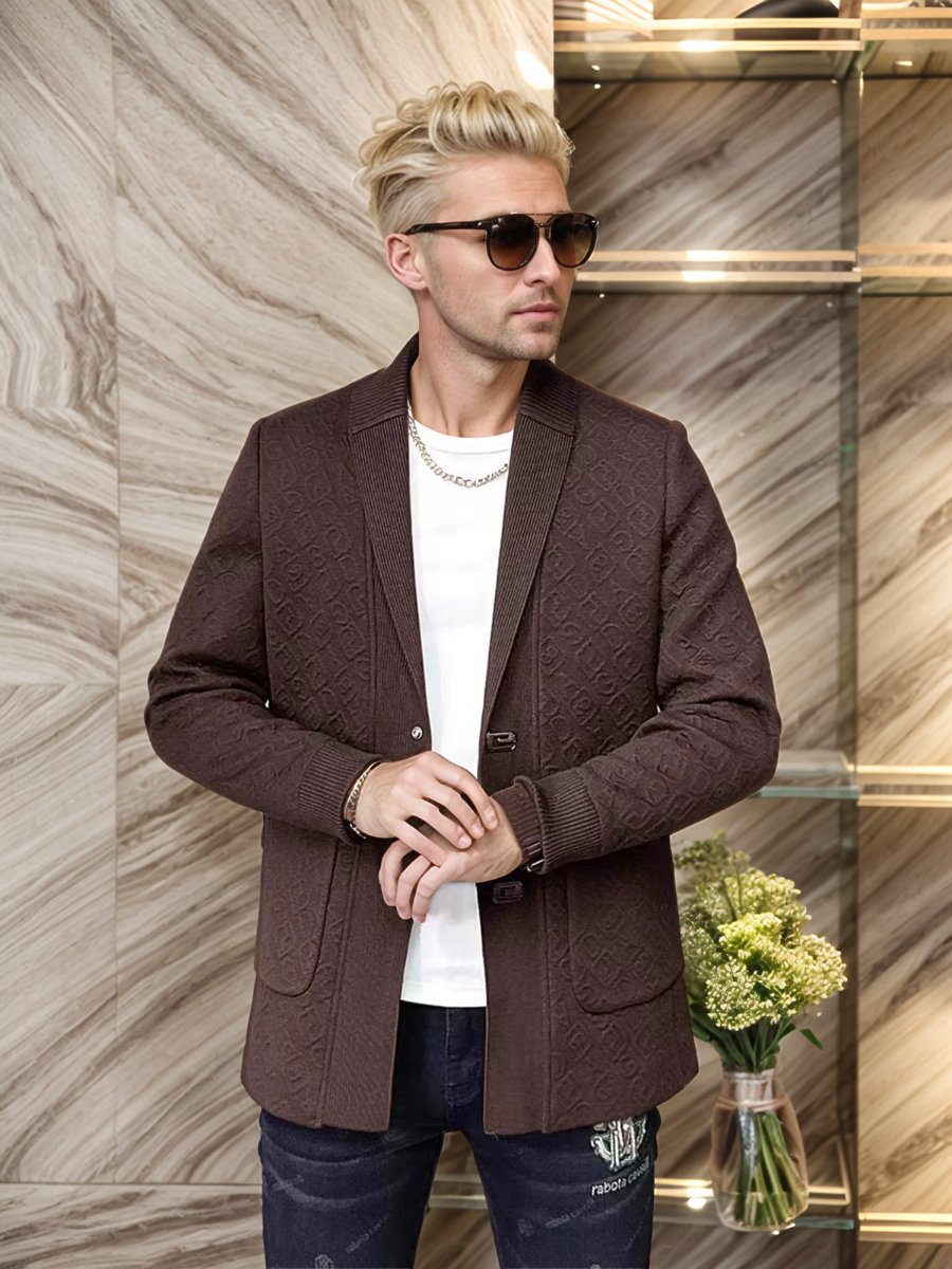 A high-quality dark-patterned men's jacket