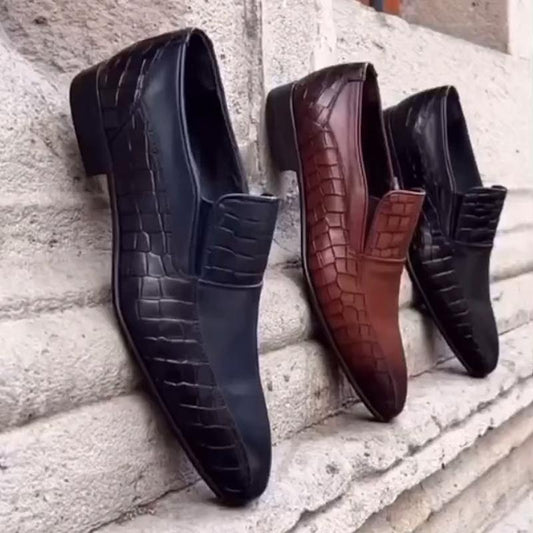 Crocodile leather business casual shoes