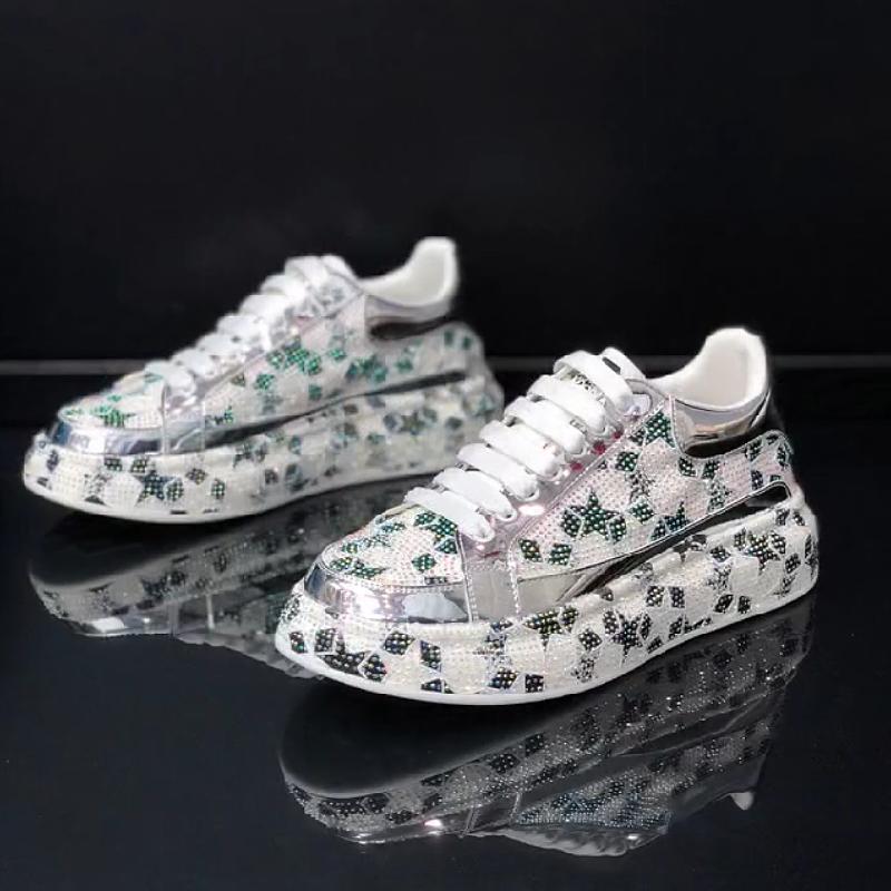 Light luxury diamond print men's casual shoes