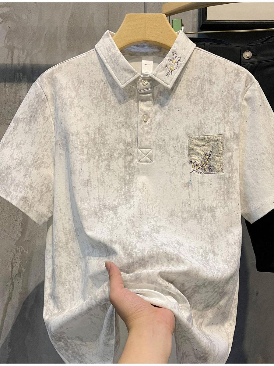 Men's Plum Blossom Embroidered Polo Shirt