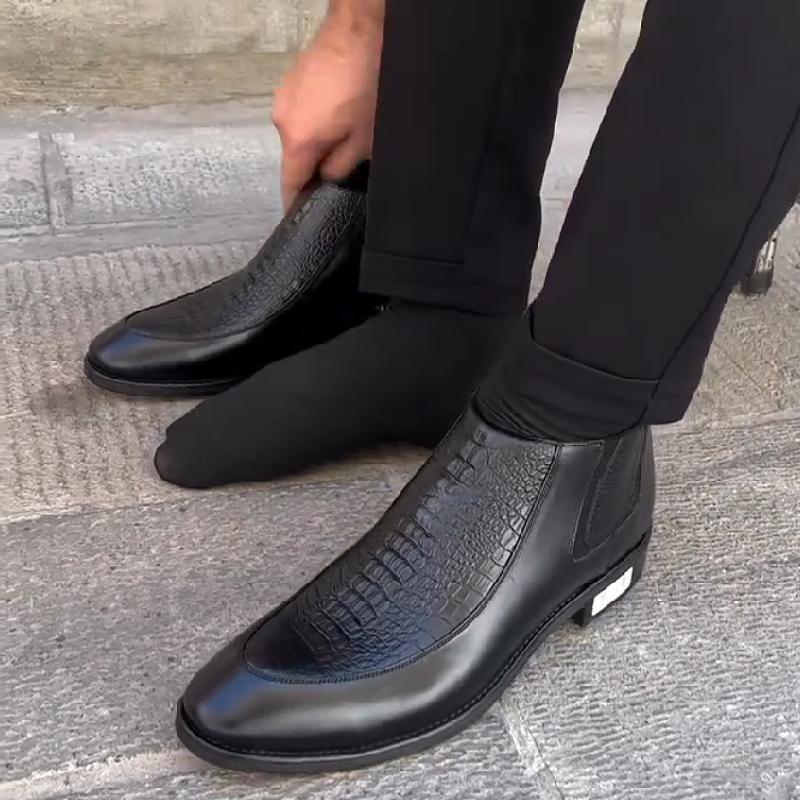 Men's cowboy boots with three-color panels