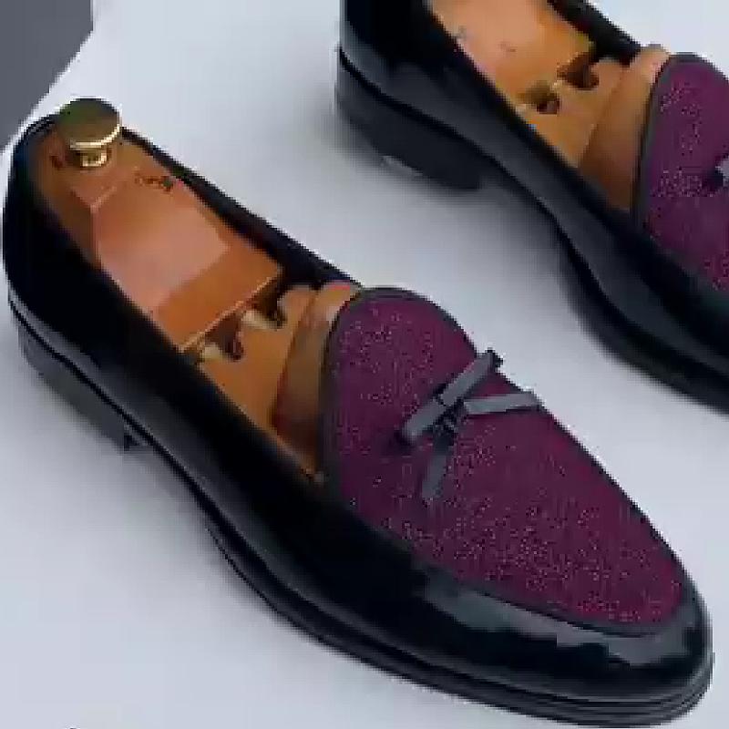 Starry sky sparkling bow tie high-end leather shoes