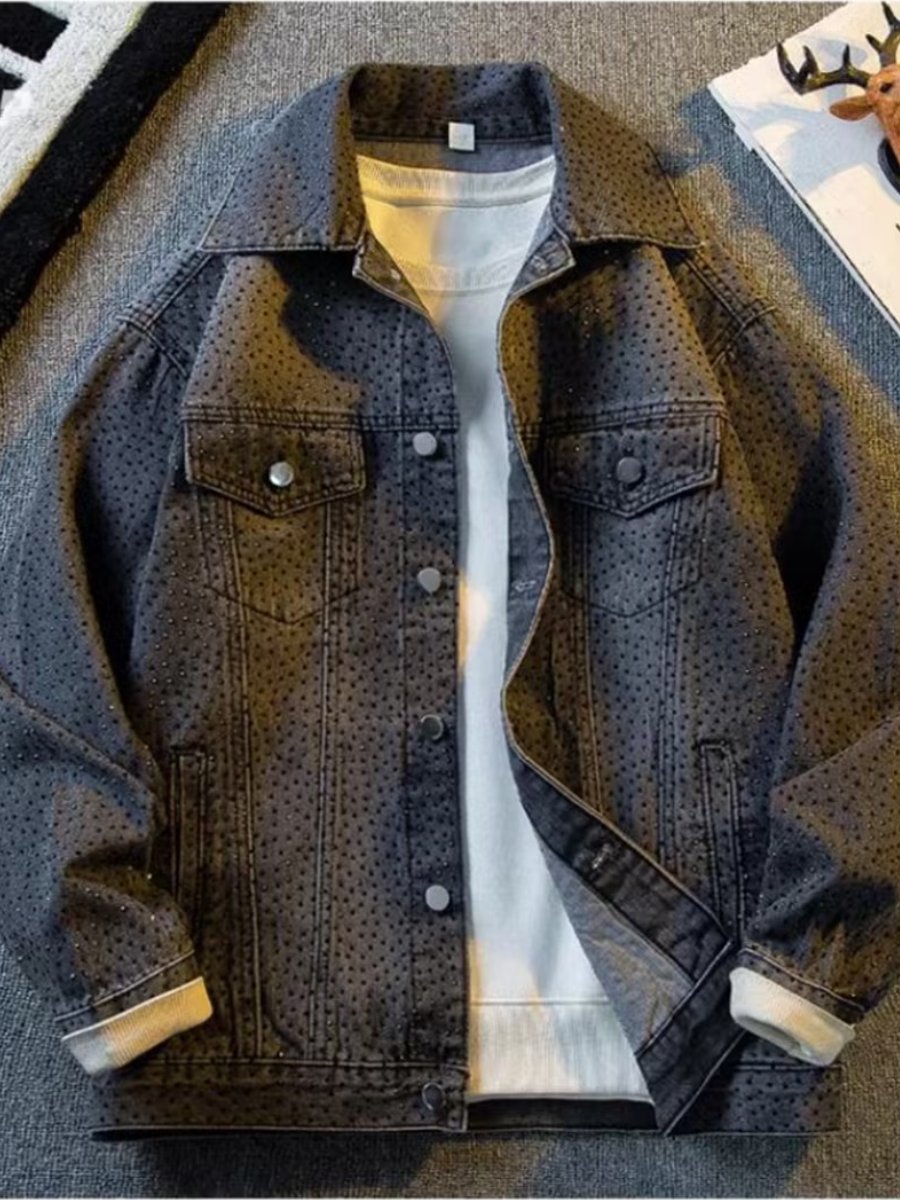 Heavy industry rhinestone denim jacket