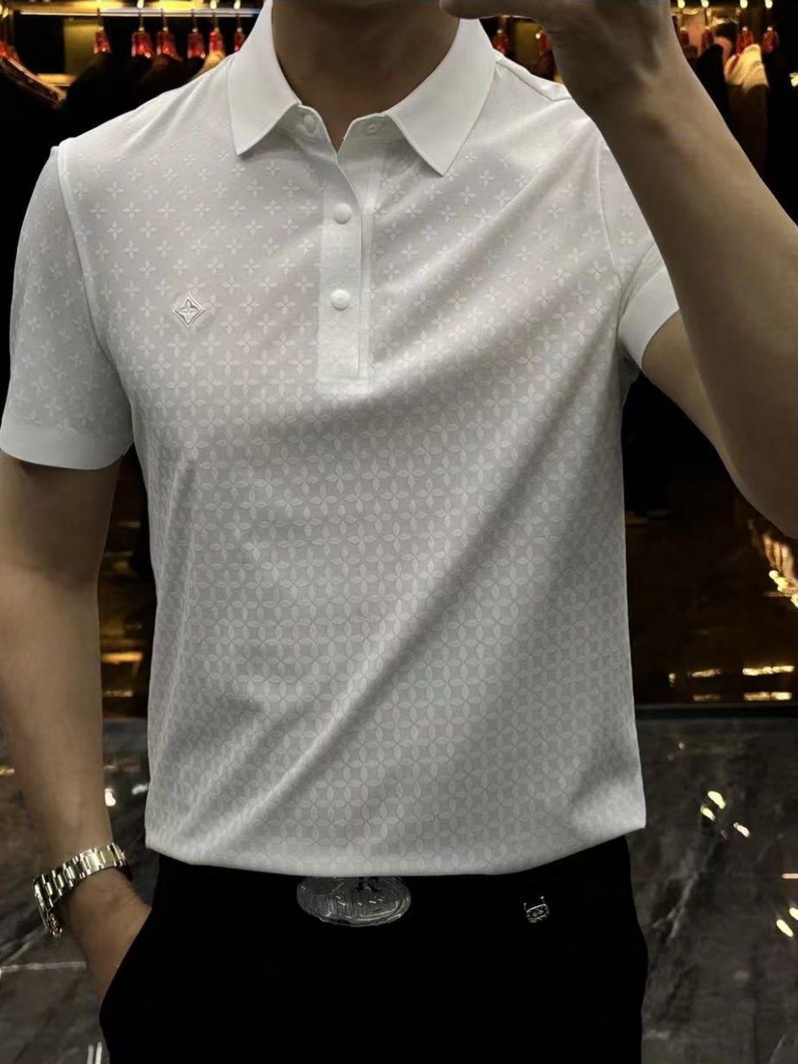 Covered in patterned ice silk short-sleeved T-shirt