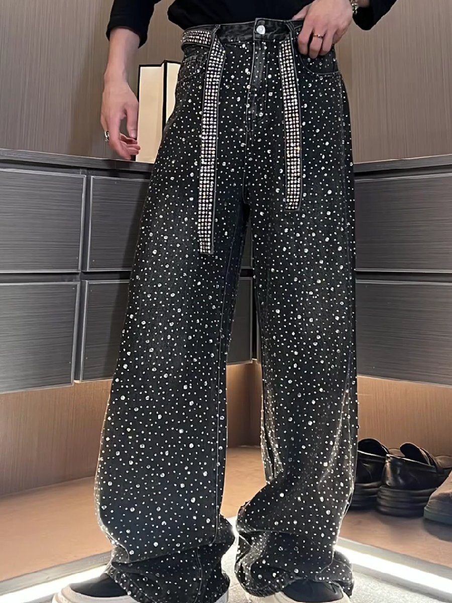 Diamond-filled loose, breathable casual pants