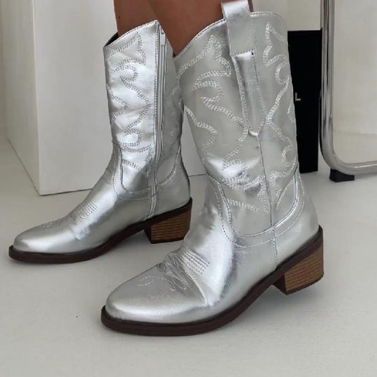 Reflective embroidery fashion women's boots