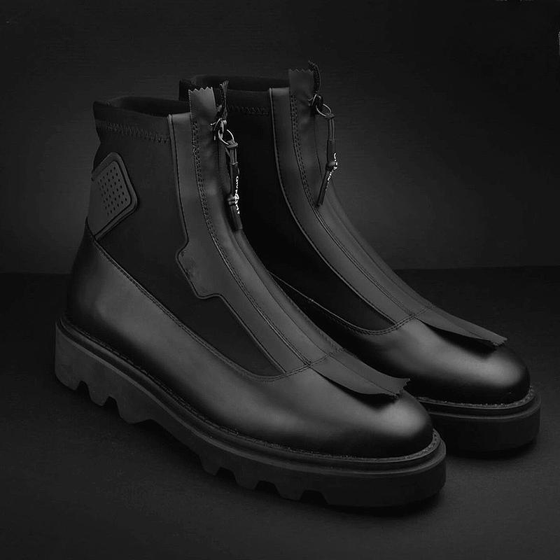 Leather men's boots with zipper